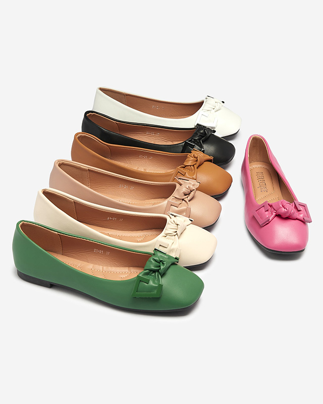 Resti Women&#039;s camel ballerinas with decoration on the nose Caxien- Footwear