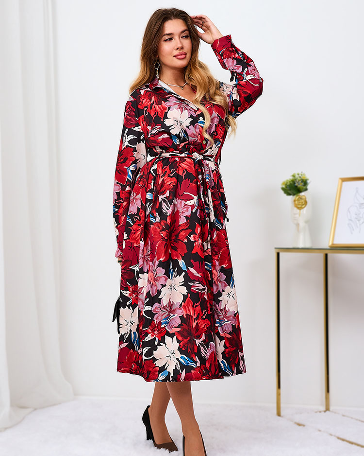 Resti Red and burgundy patterned women&#039;s maxi dress