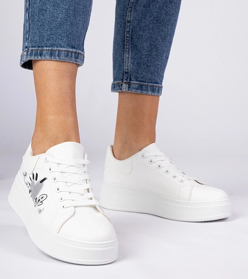 Gemre Adidași albi sport damă cu imprimeu Zelinda