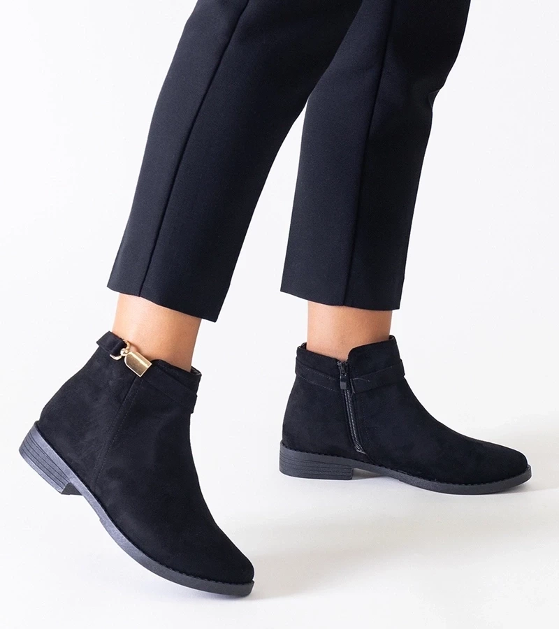 Gemre Botine negre cu inserții aurii din ecosemănătoare Casetra