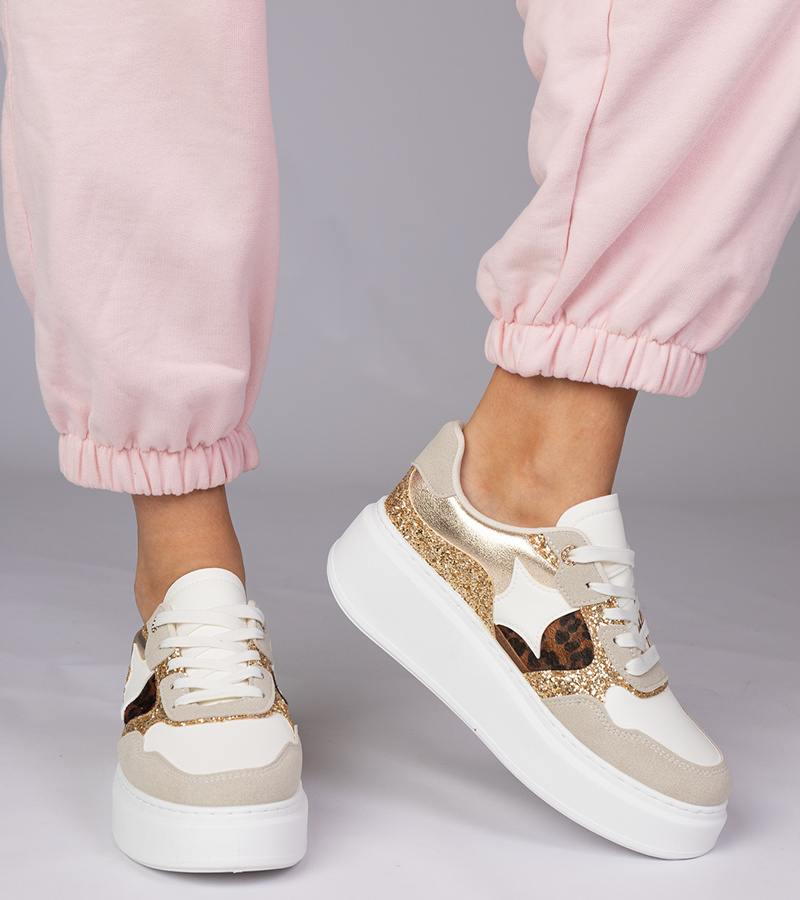 Gemre Adidași cu sclipici și imprimeu animalier Bertula