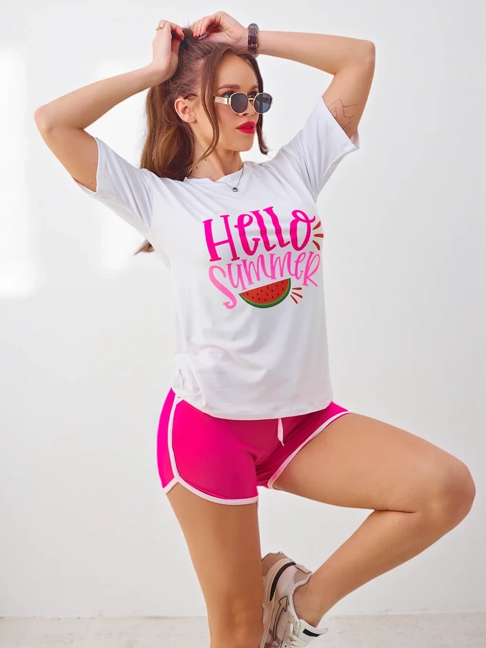Resti Women's sports set with a t-shirt and shorts Hello Summer