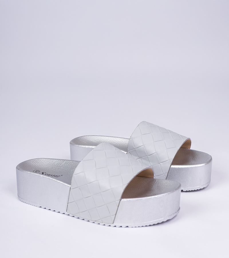 marka niezdefiniowana Gray embossed slides Kelisa