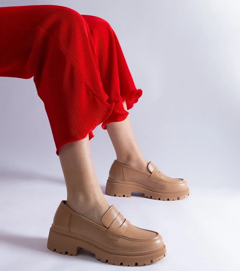 Gemre Mocasini bej închis din piele ecologică Fiorenza