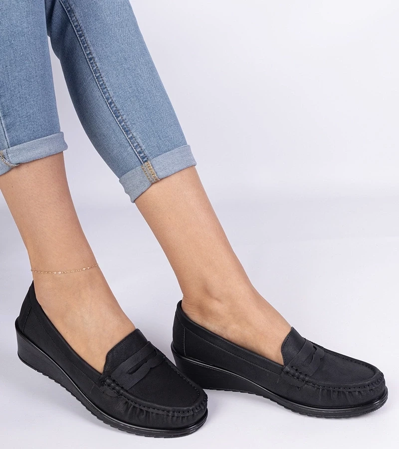 Gemre Mocasini negri de damă pe pană Zorani