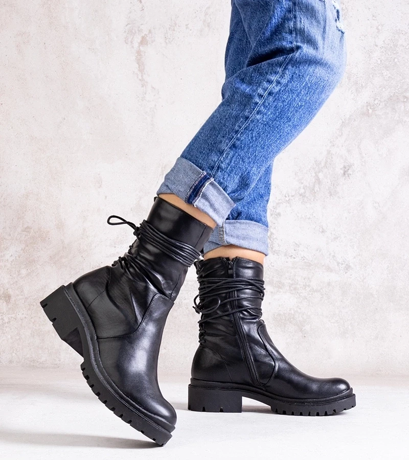 Gemre Botine negre din piele ecologică Sahera.