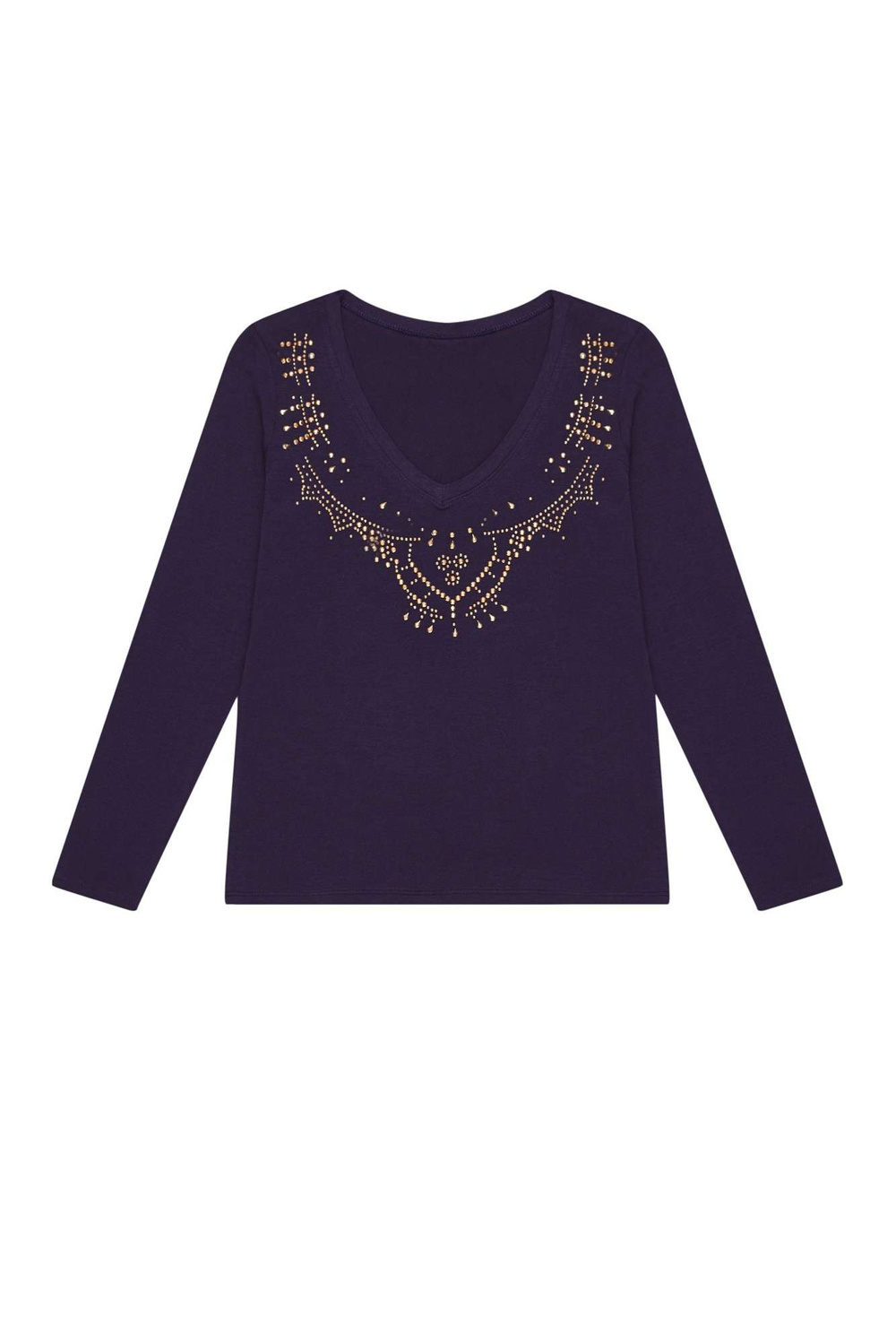 Cotton blouse with rhinestones