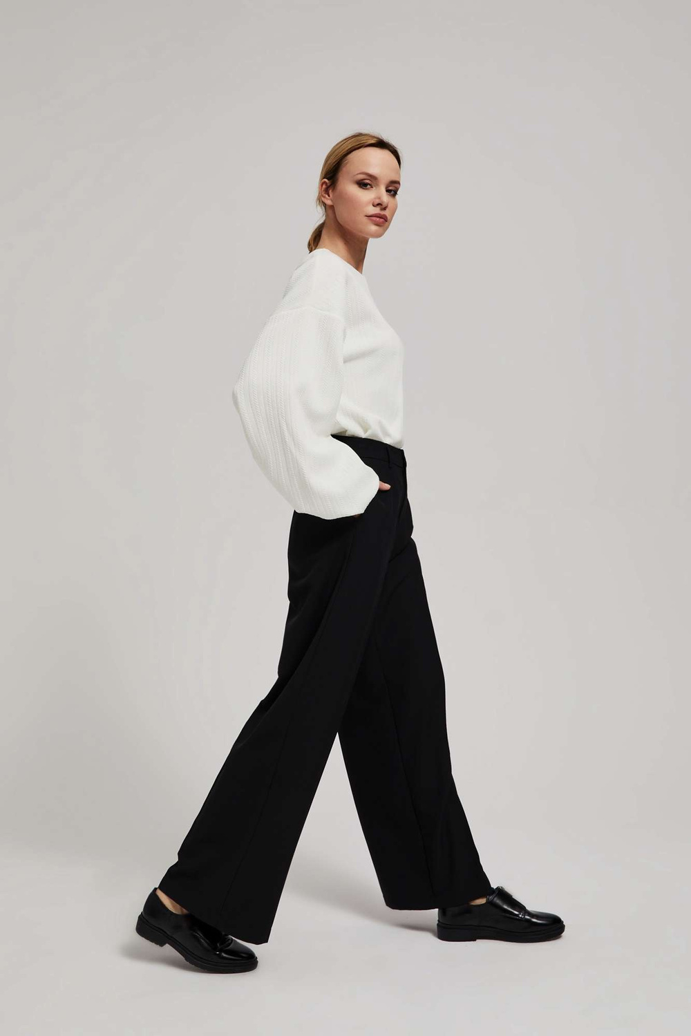 Marisse Black Wide-Leg Trousers With Pockets And Creases