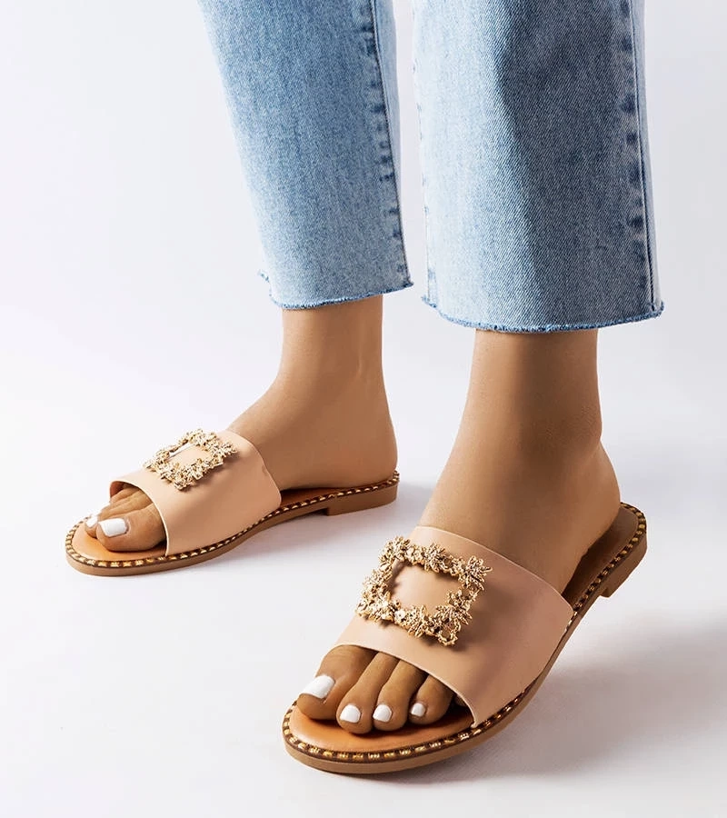 marka niezdefiniowana Flip-flops bej cu ornament Miriama