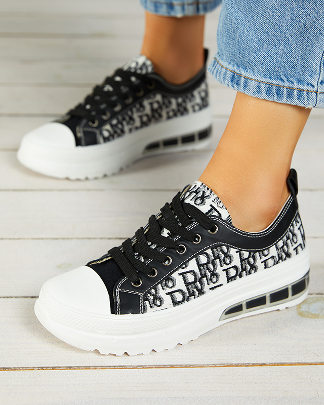 Resti Black patterned women's platform sneakers Neriwas - Footwear