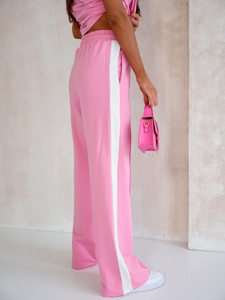 Resti Aurora Rosa – Pink cotton tracksuit set with wide trousers