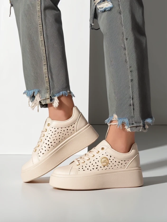 Resti Women&#039;s Ecru Platform Sneakers Boreas Eco Leather