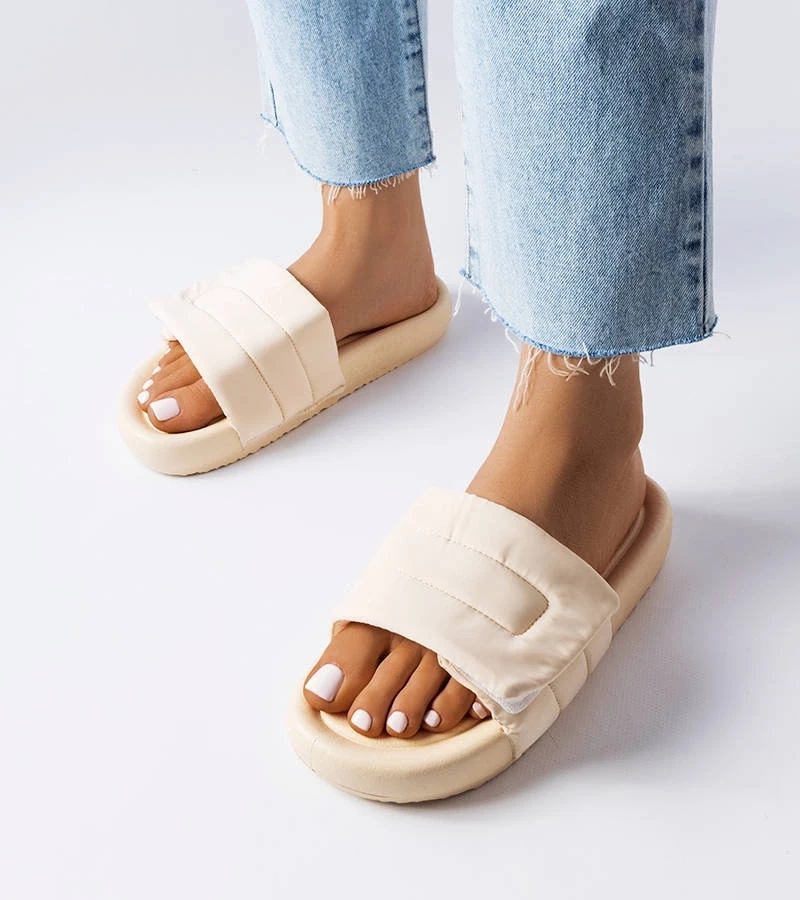 marka niezdefiniowana Flip-flops bej cu închidere cu velcro Aleron