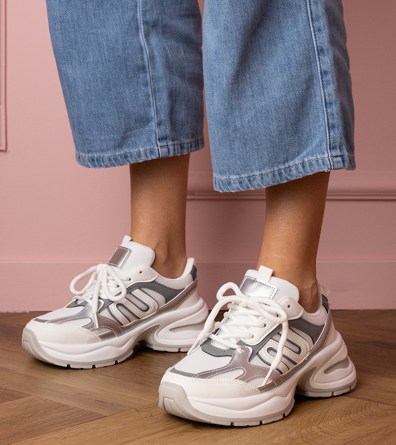 Gemre Sneakers albi sport cu talpă masivă Aries