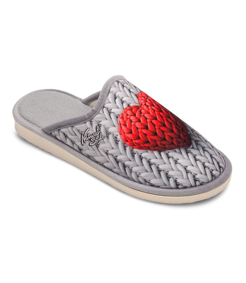 Дамски чехли Natural Style NS-100 сиви сърца