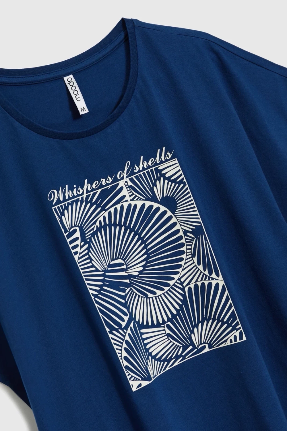 Marisse Navy Blue Cotton Blouse With Print