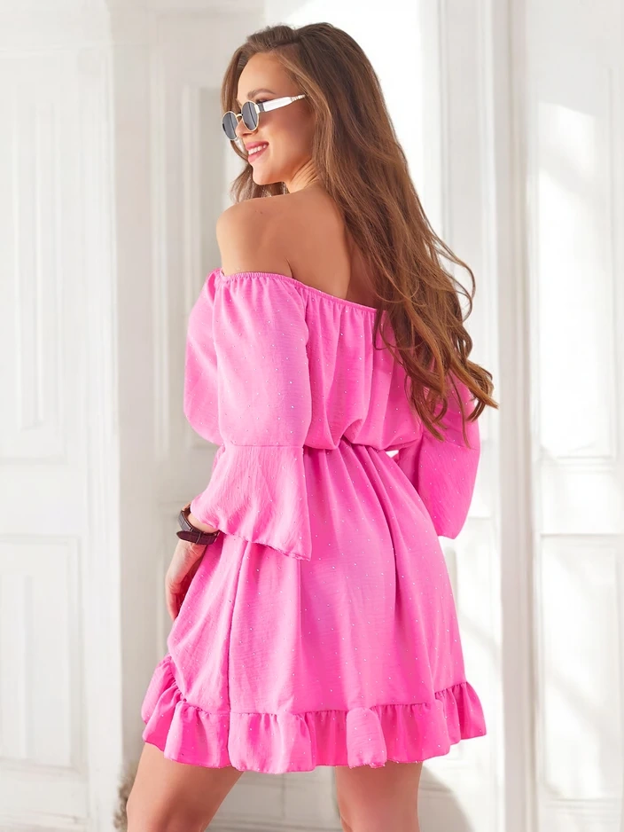 Resti Women's mini dress Spanish style with long sleeves and rhinestones