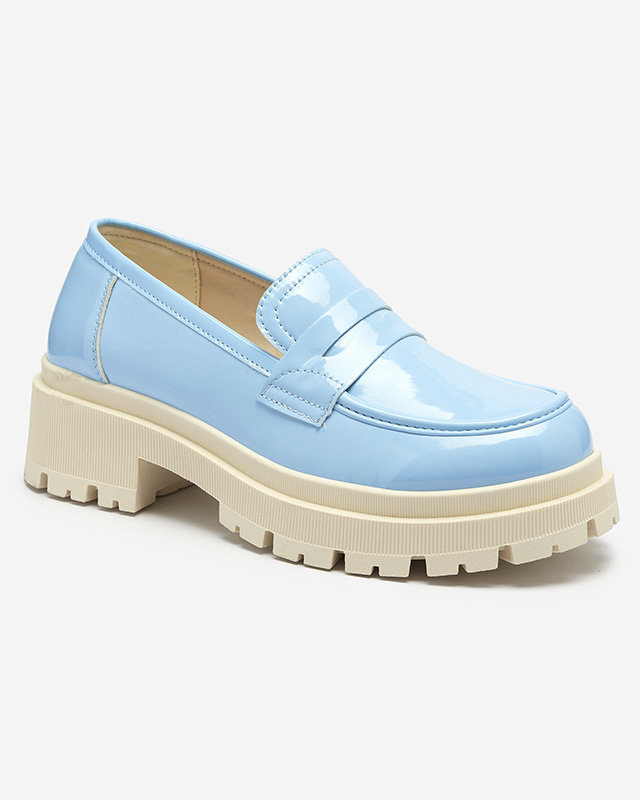 Resti Blue lacquered moccasins for women Noppel