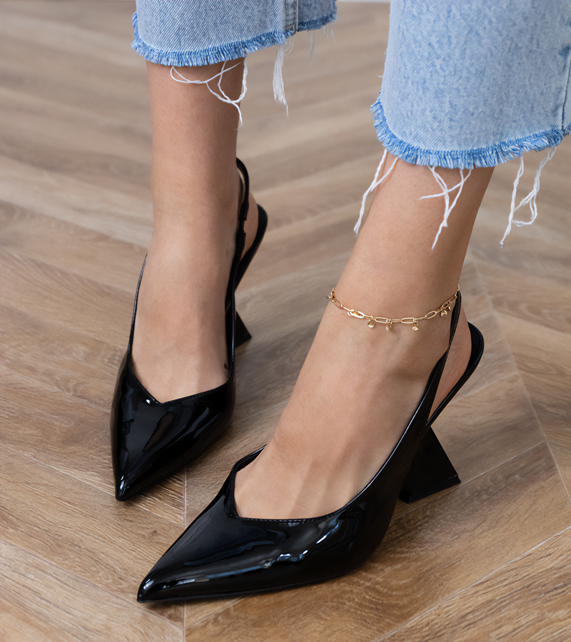 D/CEO Black sandals on a geometric wedge Kokkes