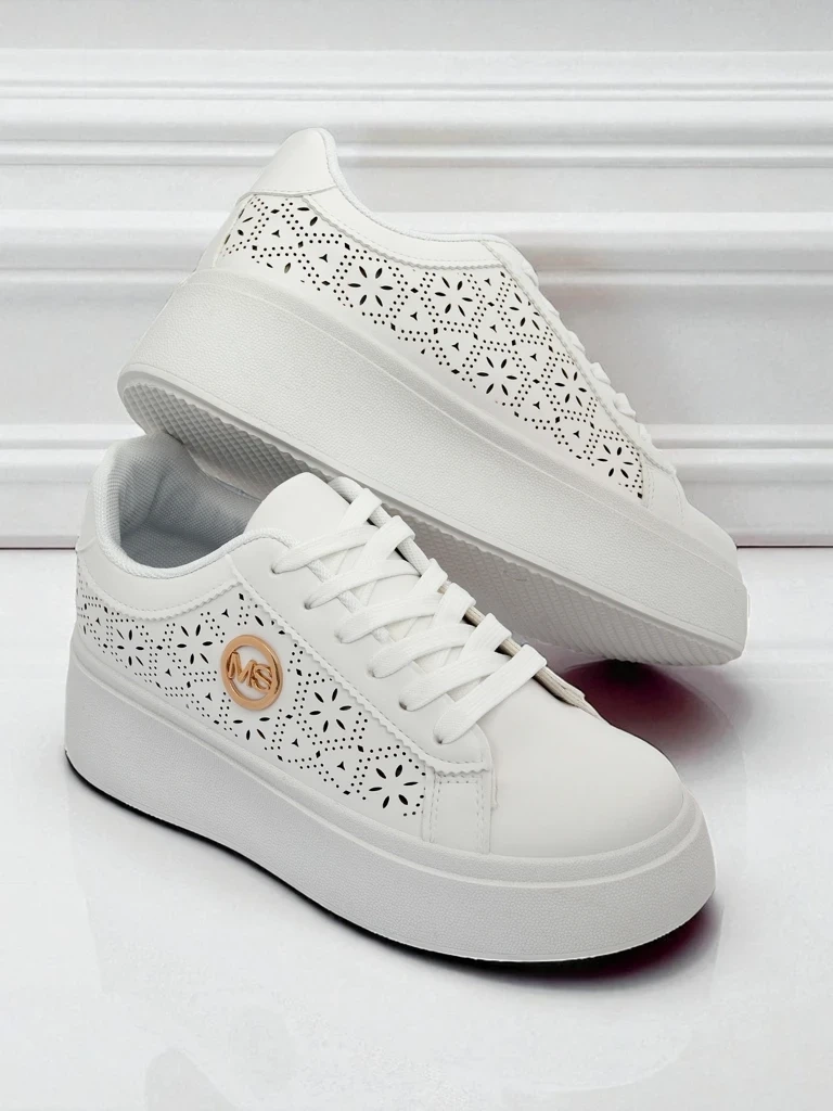 Resti Aelia women&#039;s platform sneakers white openwork ecru