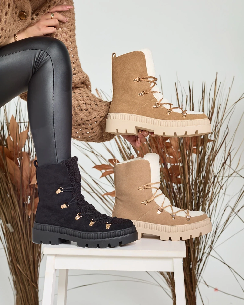 Resti Women&#039;s insulated trapper boots with sheepskin in camel Lery Walk