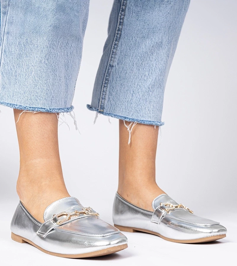 Gemre Pantofi eleganți argintii cu zirconii Banzao