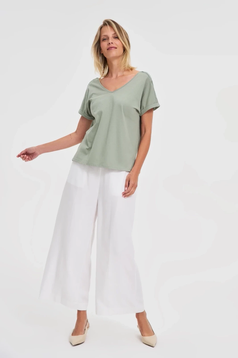 Marisse Olive Cotton Blouse