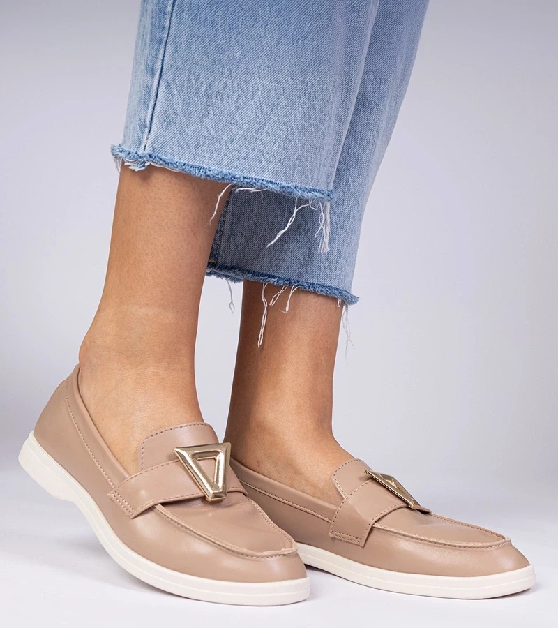 Gemre Mocasini de damă bej-închis cu decorațiune elegantă Viletta