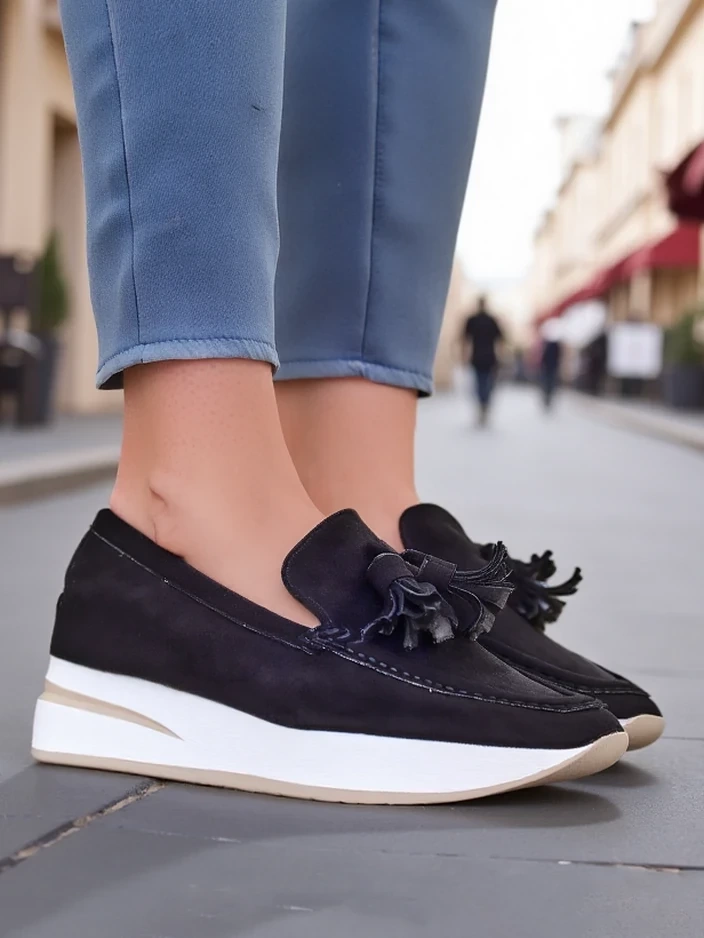 Resti Womens moccasins on a low wedge Fethole