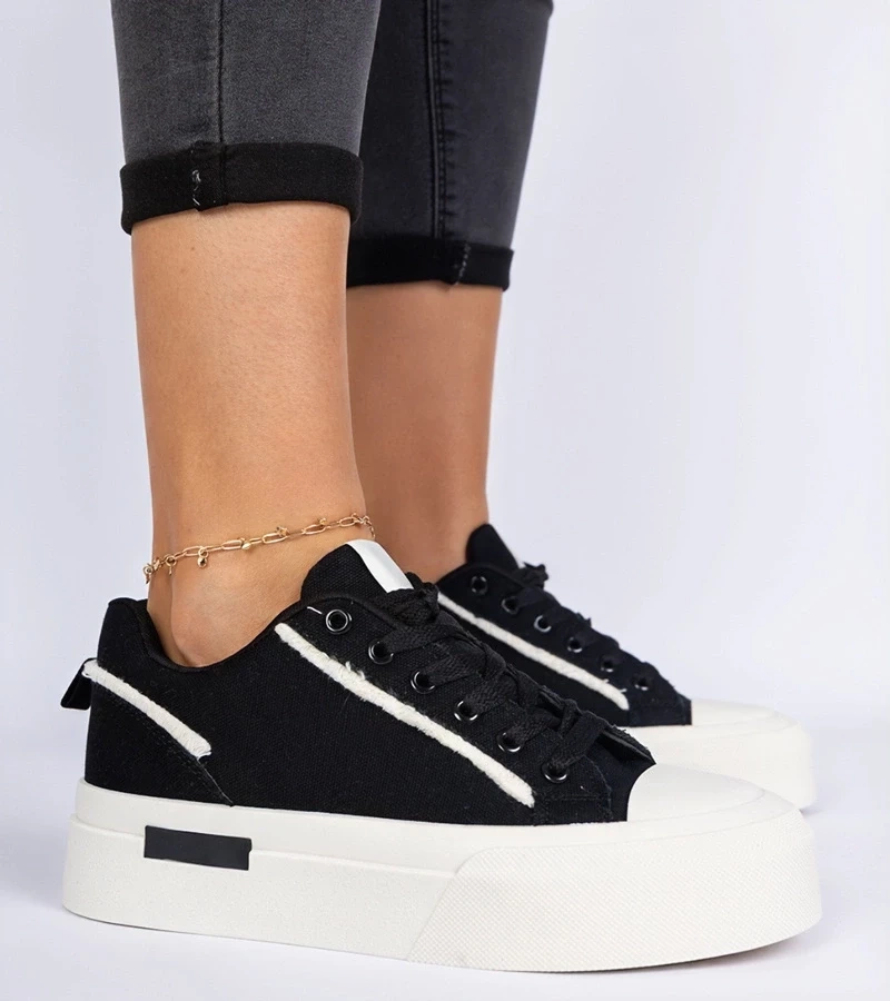 Gemre Tenisi negri de damă din material pe platformă Verinos