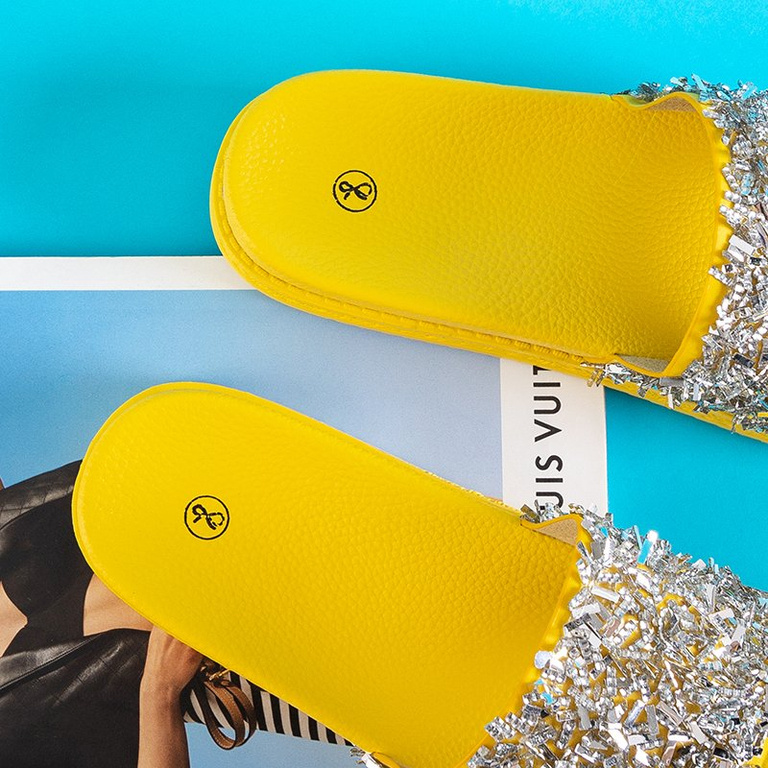 Resti Yellow women's slippers with cubic zirconias Onesti - Footwear