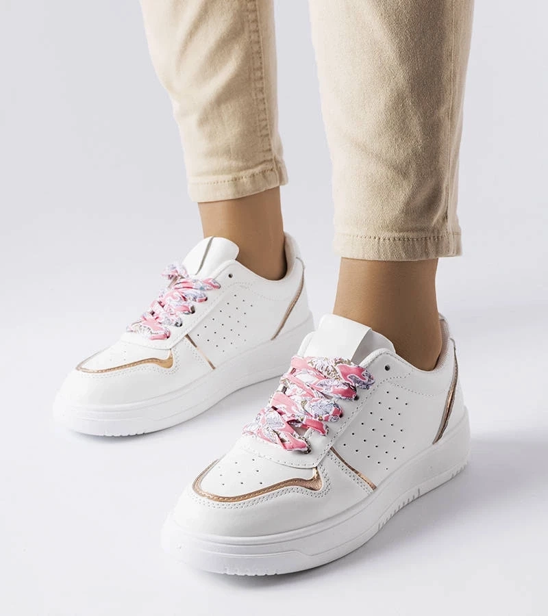 Gemre Pryor adidași albi cu panglică albă