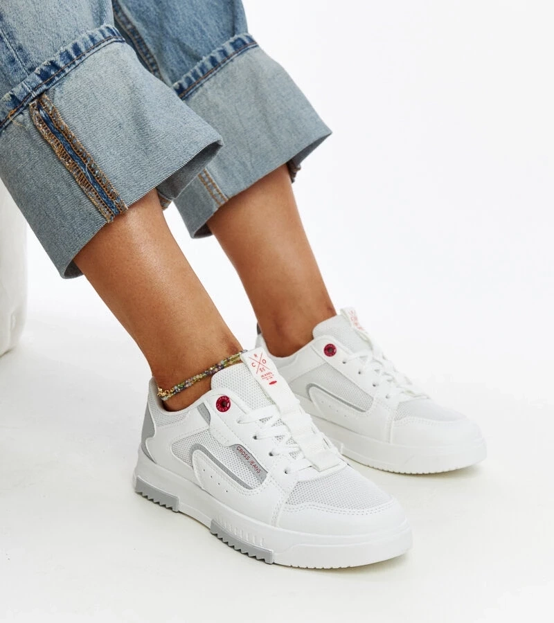 Adidași albi pentru femei CROSS JEANS