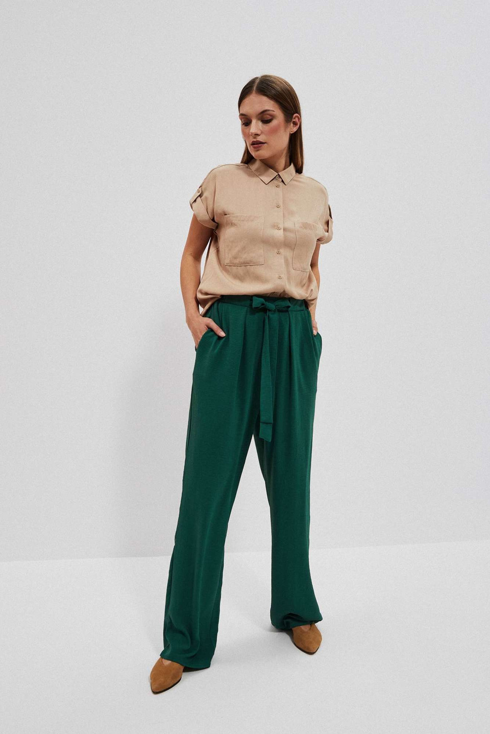 Marisse Women's Trousers L-Sp-4013 Palm Leaf