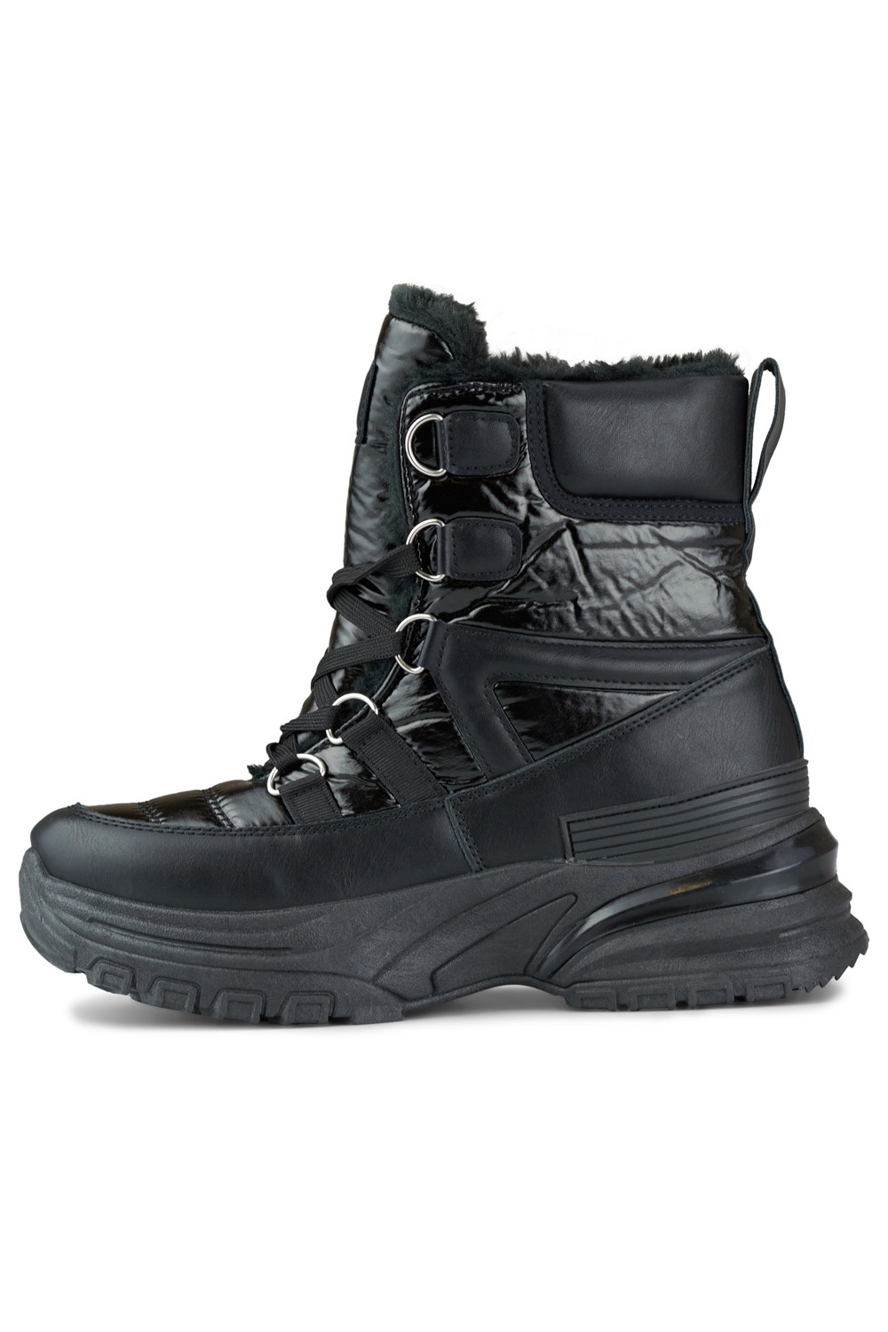 primohurt Czarne sportowe sznurowane śniegowce damskie