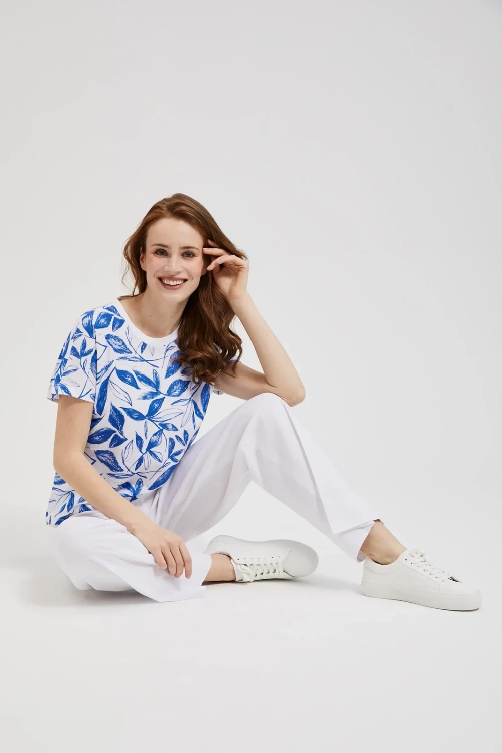 Women's T-shirt MOODO with print - light blue