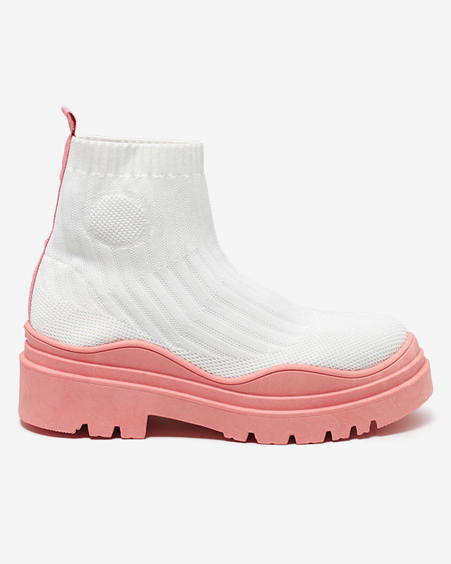 Resti Women&#039;s boots on a thicker sole in white and pink Korlic-Shoes