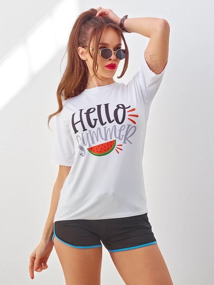 Resti Women's sports set with a t-shirt and shorts Hello Summer
