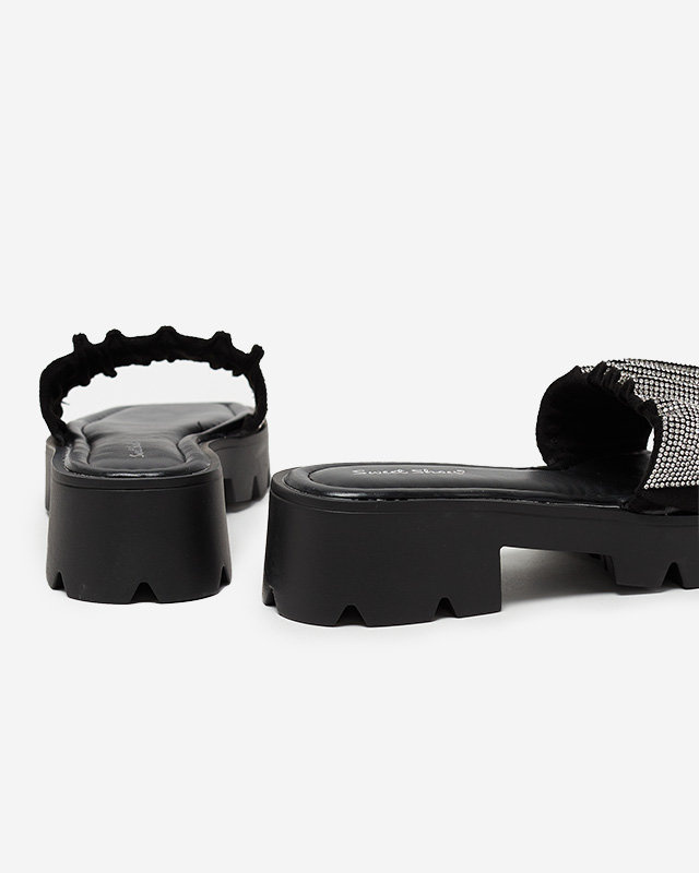 Resti Black women&#039;s flip-flops with zircons Emkoy - Footwear