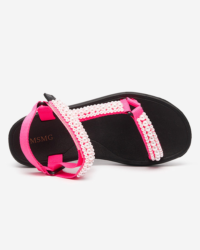 Resti Neon pink women&#039;s sports sandals with Dotiss pearls- Footwear