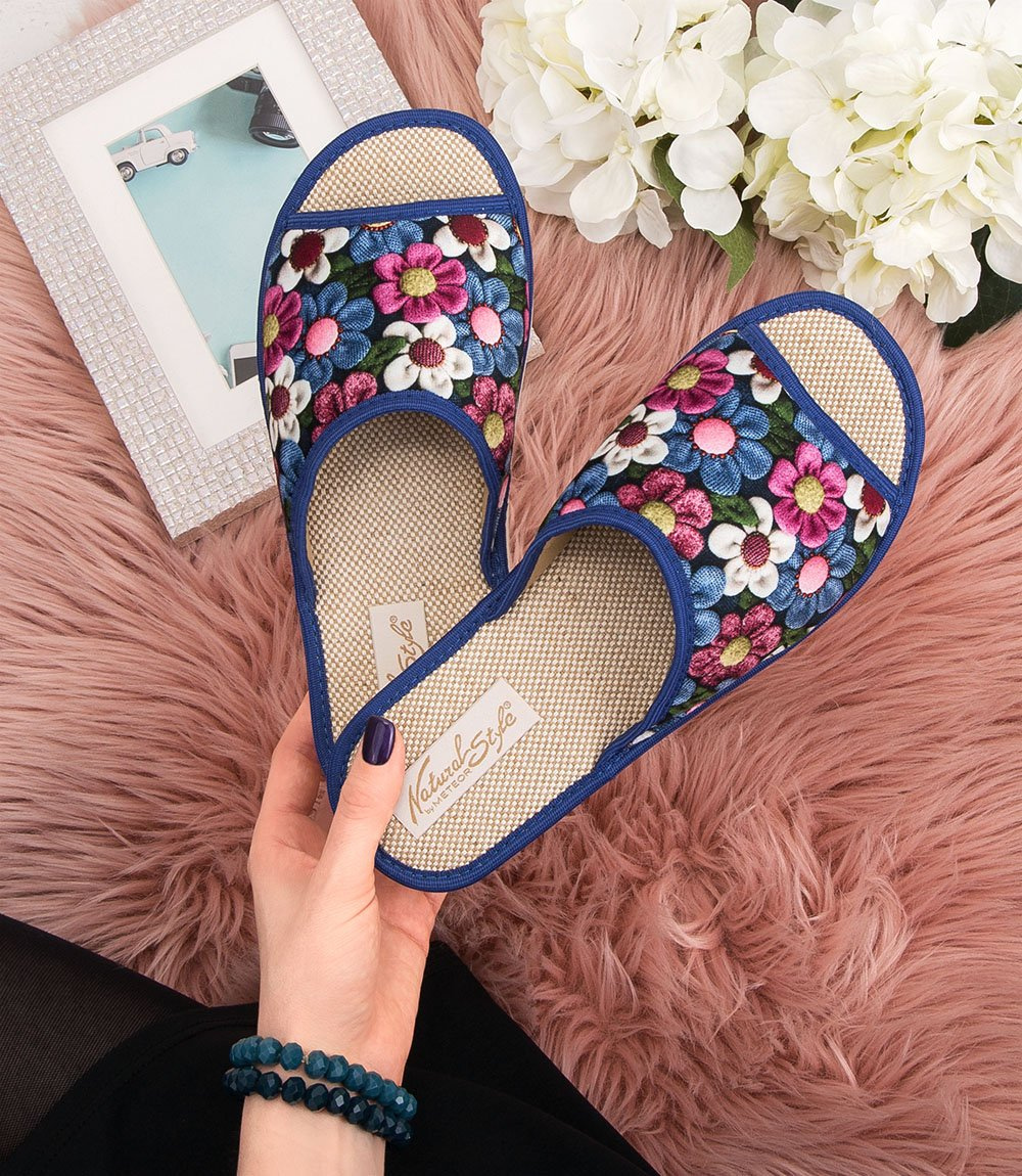 Дамски чехли Natural Style NS-050 синьо-бежови