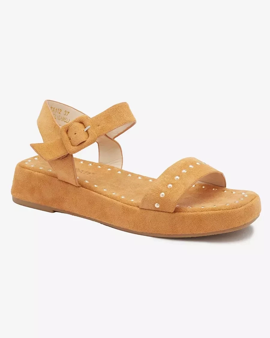 Resti Brown women&#039;s sandals with rhinestones Franssia - Footwear