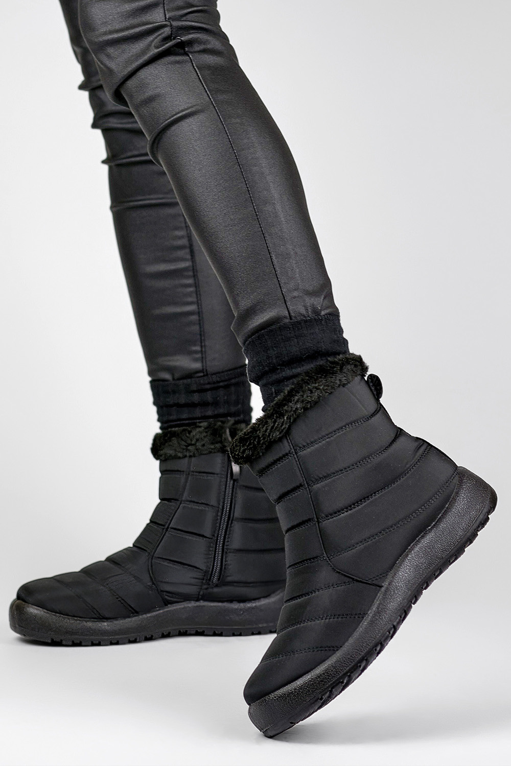 primohurt Śniegowce niskie damskie buty zimowe ocieplane czarne