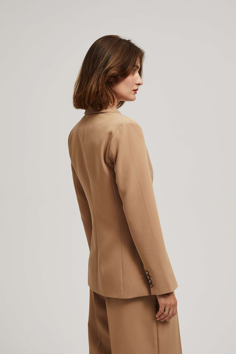 Marisse Single-Breasted Dark Beige Jacket