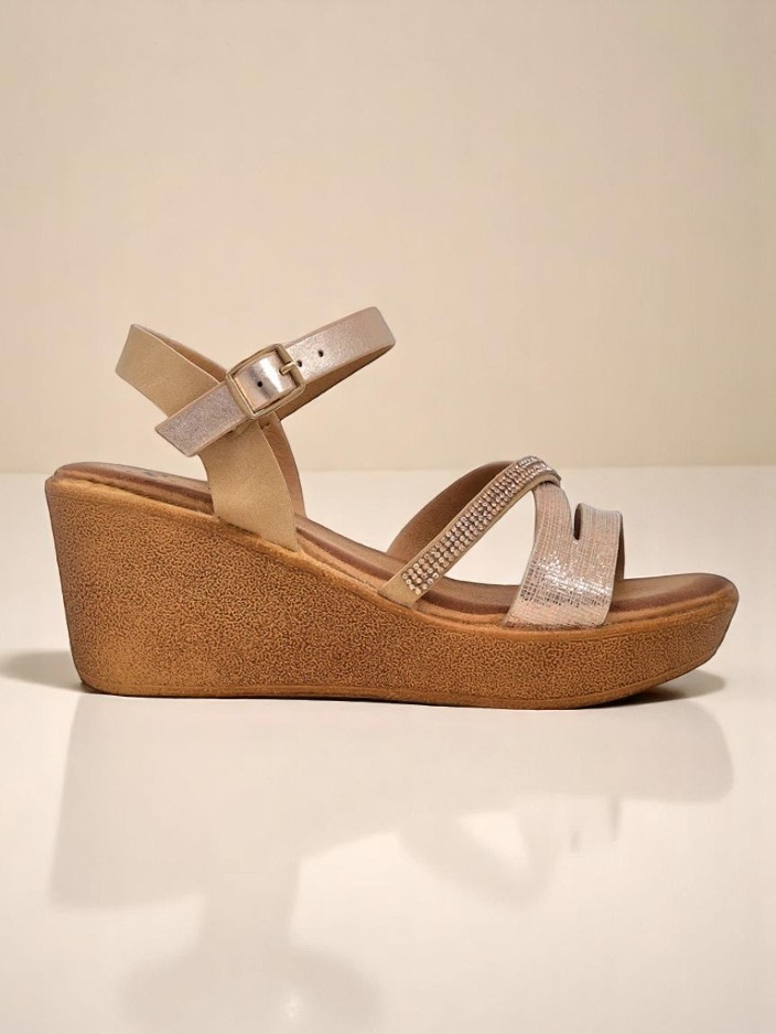 Resti Women's wedge sandals with rhinestones and glitter Eclat