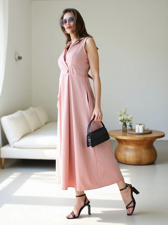 Resti Women's sleeveless dress with a wrap neckline Bizness