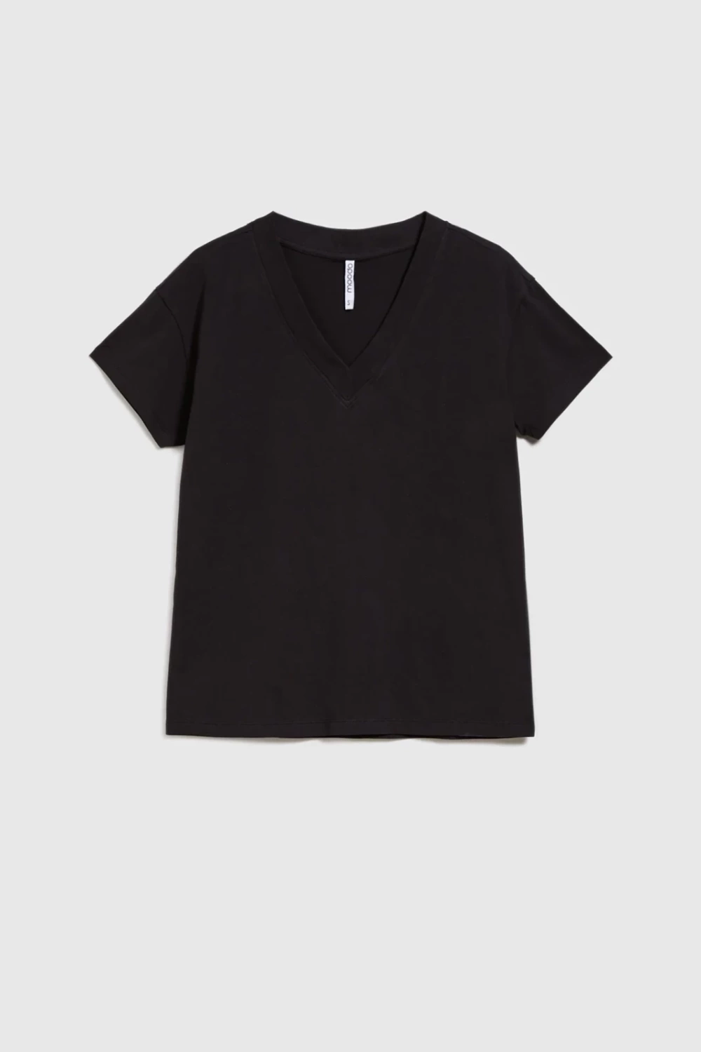 Marisse Black Cotton V-Neck T-Shirt
