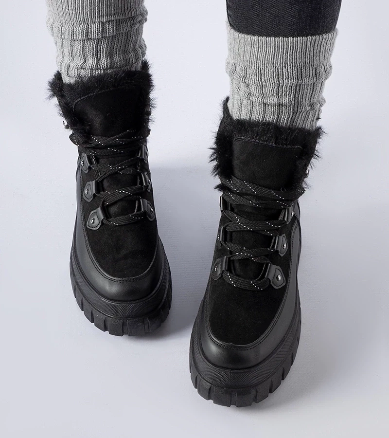 Gemre Botine negre cu talpă masivă Cervantes