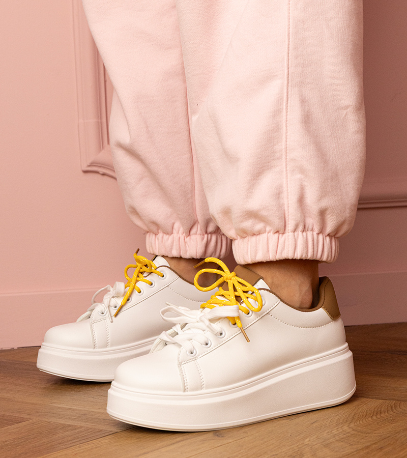 marka niezdefiniowana White-brown platform sports sneakers Kler
