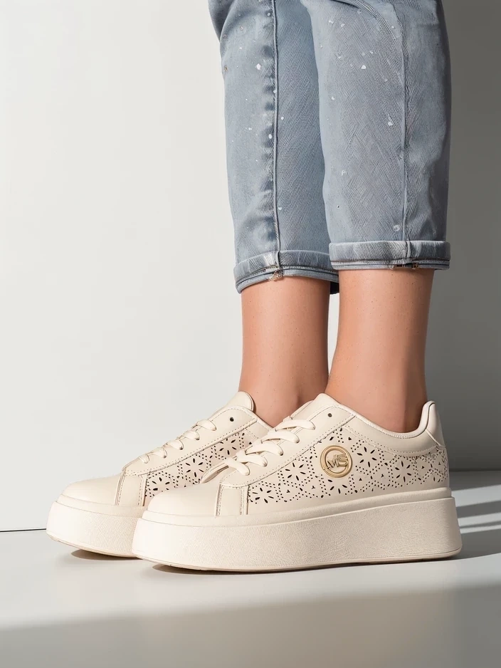 Resti Aurelia Beige Platform Sneakers Eco Leather